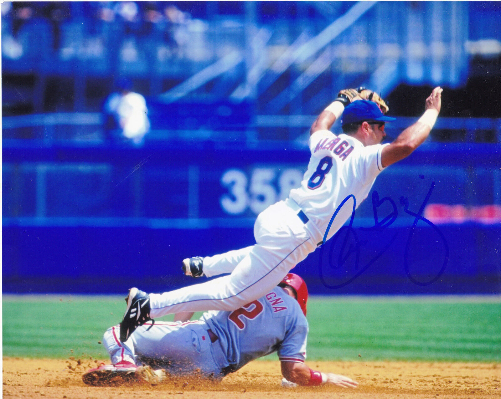 CARLOS BAERGA NEW YORK METS ACTION SIGNED 8x10