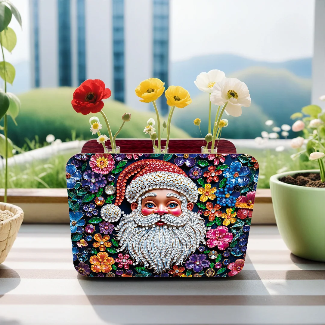 Santa Claus DIY Diamond Painting Wooden Tube Vase for Adults Gift Home Decor