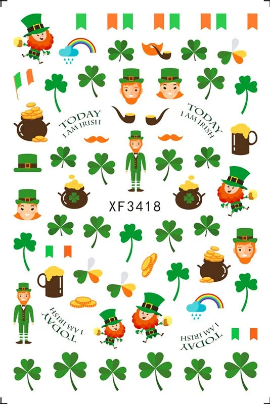 3D Flag Sport Nail Stickers for Manicure Fire Clover Decoration Decals Back Glue Designer Gymnastics Nail Art Sticker