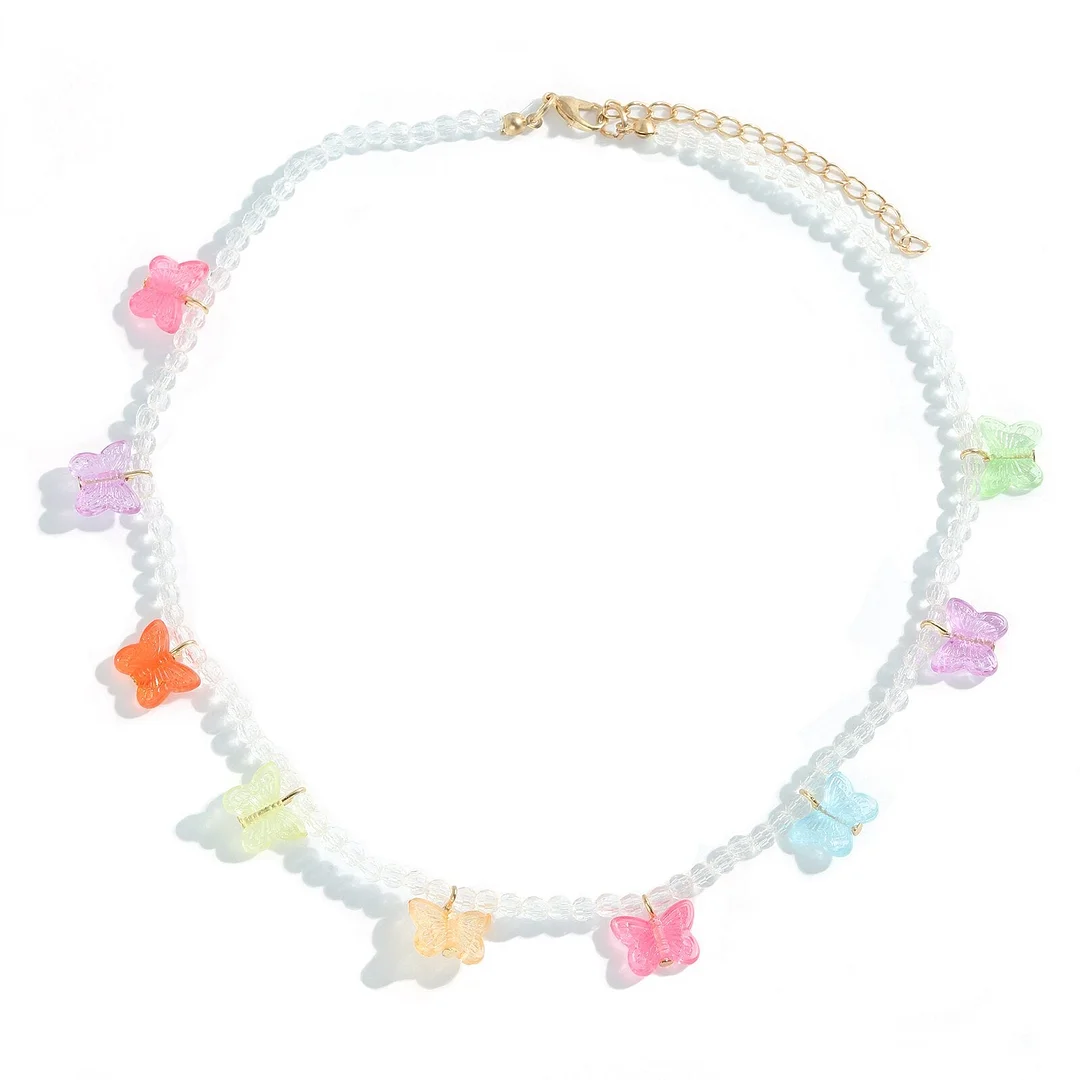 Dvacaman 2021 New INS Korean Sweet Colorful Little Flower Acrylic Pearl Bohemian Beaded Clavicle Necklaces for Women DIY Jewelry