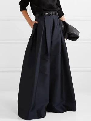 Image of Stylish Loose High Waisted Solid Color Wide Leg Pants