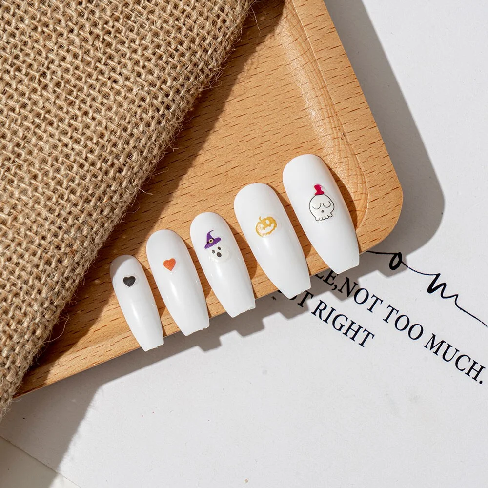 Halloween Theme Nail Art Stickers Slider Wraps Decals Pumpkin Lantern Skeleton Spider Vampire Manicure Tool Fingernail Decor-Nail Inspo