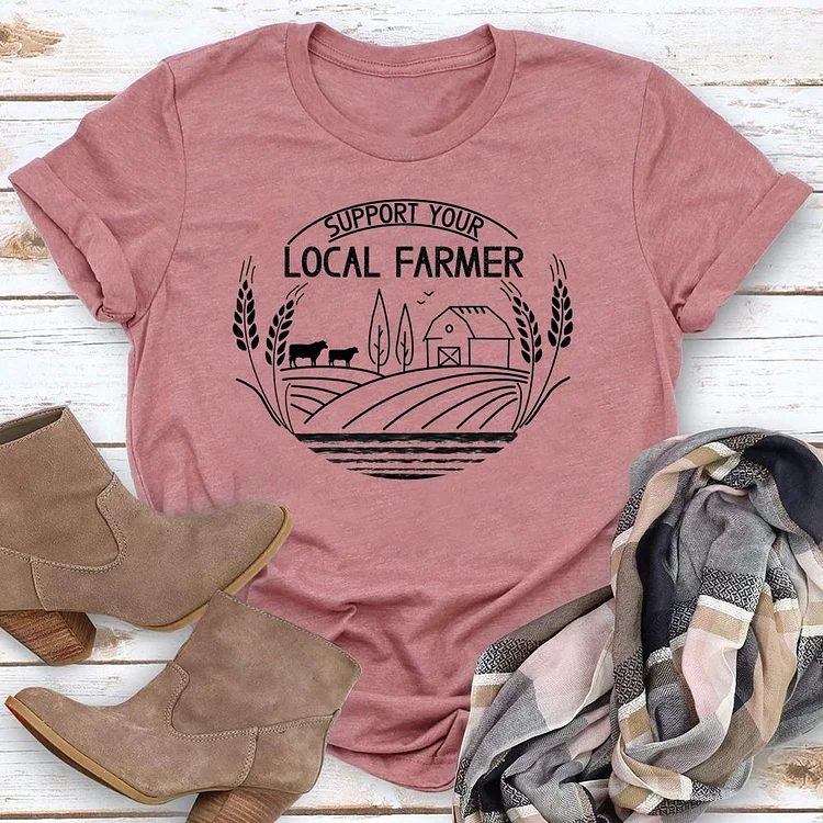 Support Your Local Farmers Round Neck T-shirt-018264