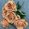 Autumn Home Wedding Floral Decor 9 Stems Artificial Rose Bunch