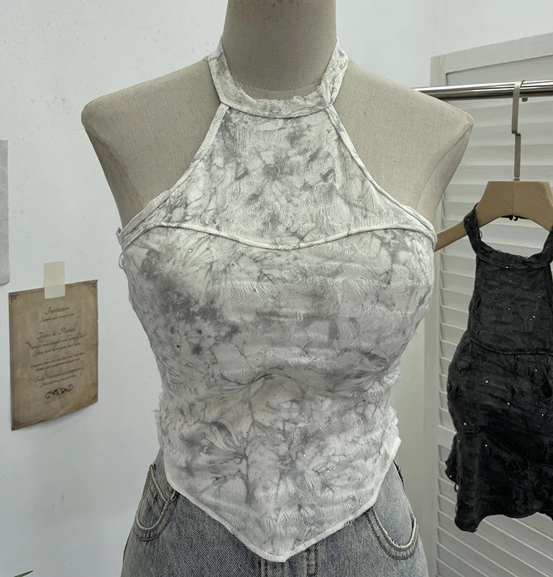 Nigikala Nigikala Babes Hanging Neck Slings Slings Tlit Holes Made Old Bare Back Short With Thoracic Tops 1663