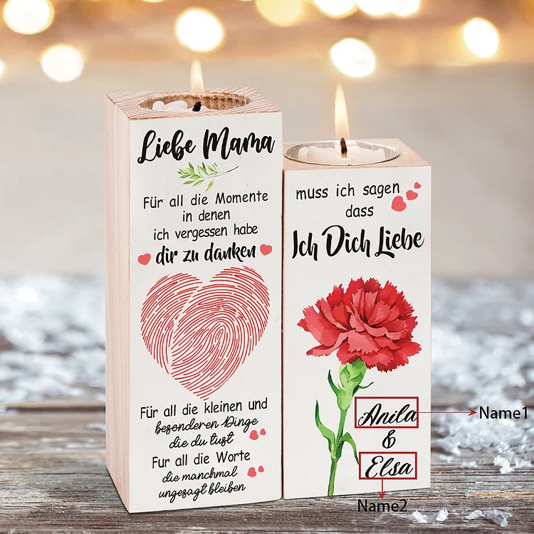 Kettenmachen Personalisierte 2 Namen Kerzenhalter-Liebe Mama  muss ich sagen, dass ich dich liebe-Geschenk für Mutter