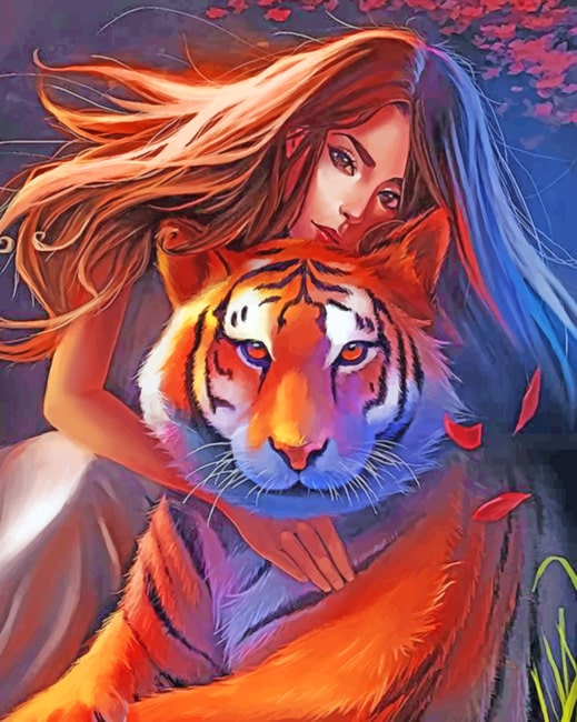 

Woman And Tiger – Paint By Numbers - 40*50CM, 501 Original