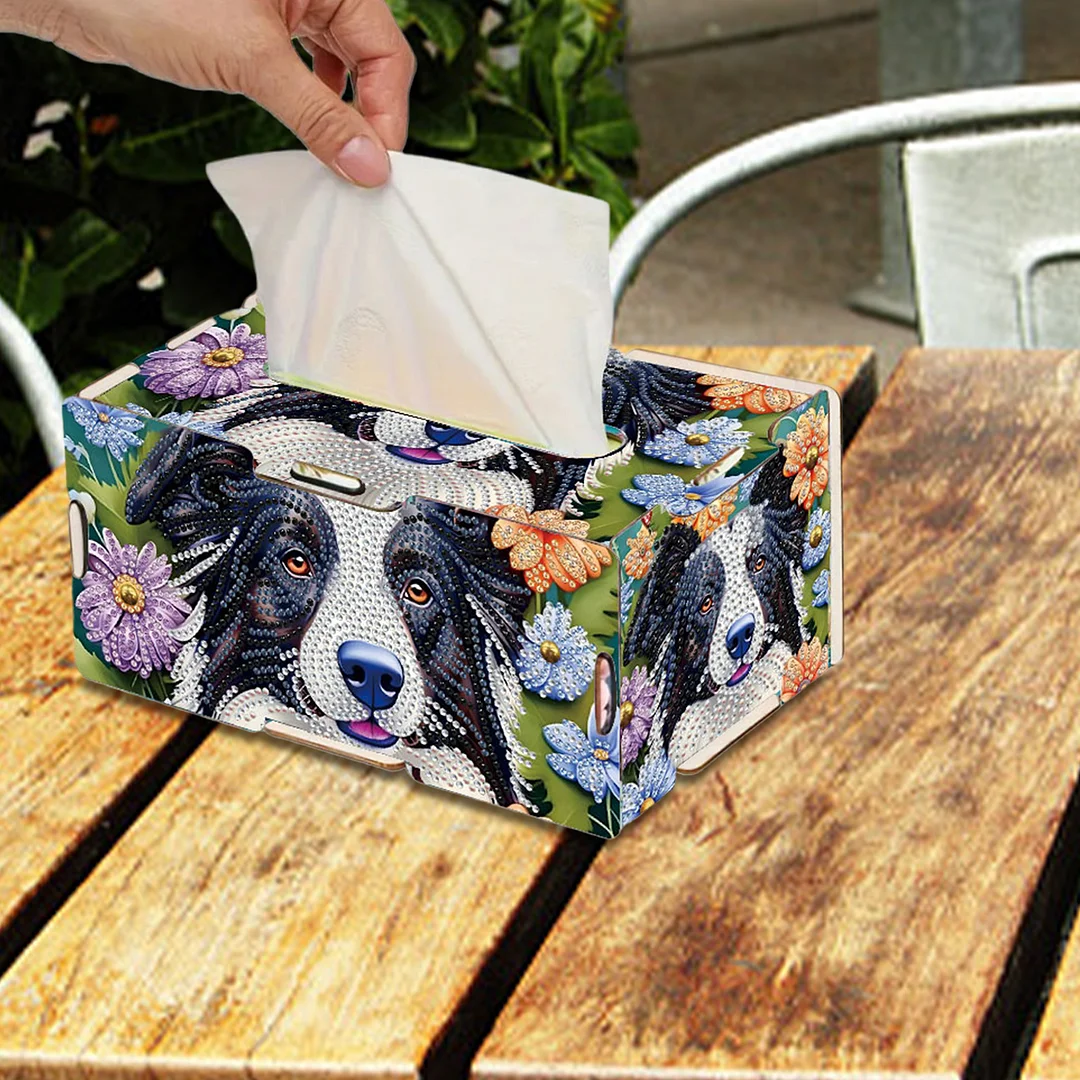 Wooden Diamond Painting Tissue Box for Home and Office Decoration(CZH011)