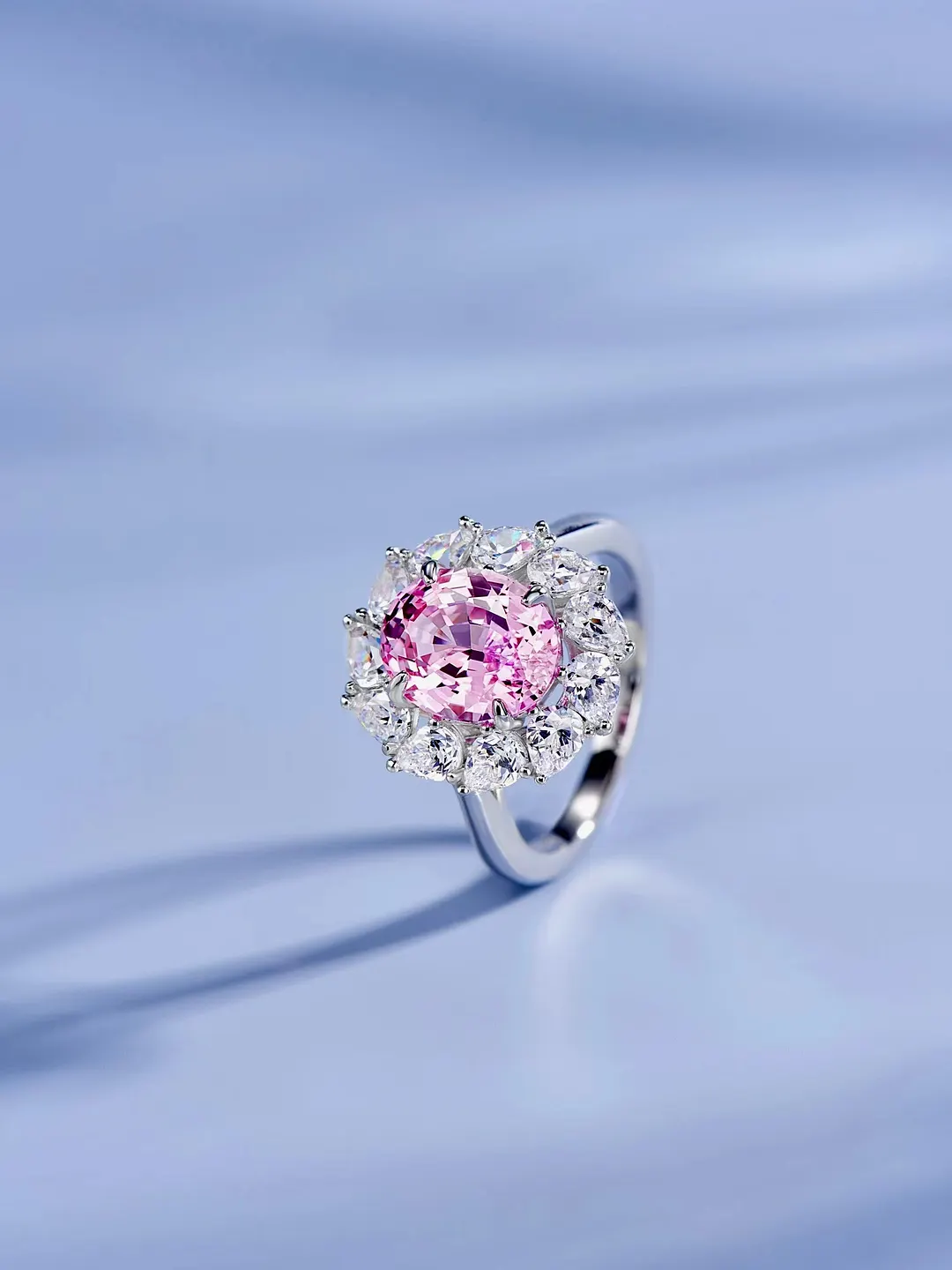 100% 925 Sterling Silver Sparkling 3 Carats padparadscha Pink High Opal Diamond Wedding Rings for Women Party Fine Jewelry Gift