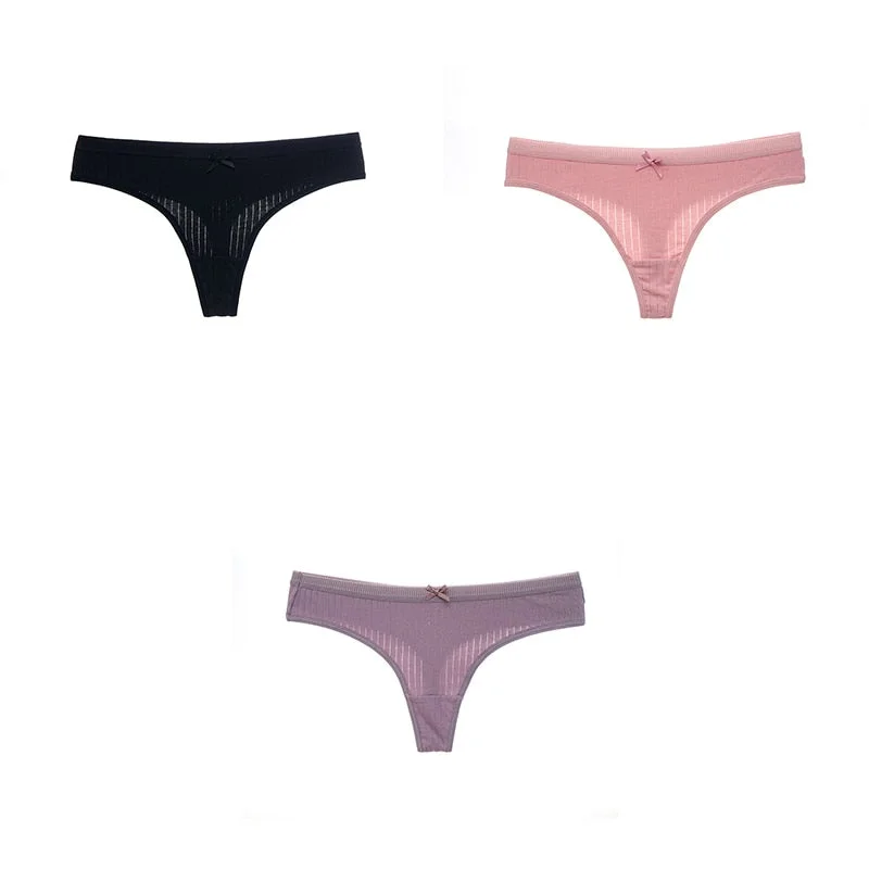 3PCS/Set G-string Panties Cotton Women's Underwear Sexy Pantie Female Underpants Thong Solid Color Panty Lingerie M-XL Hot Sale