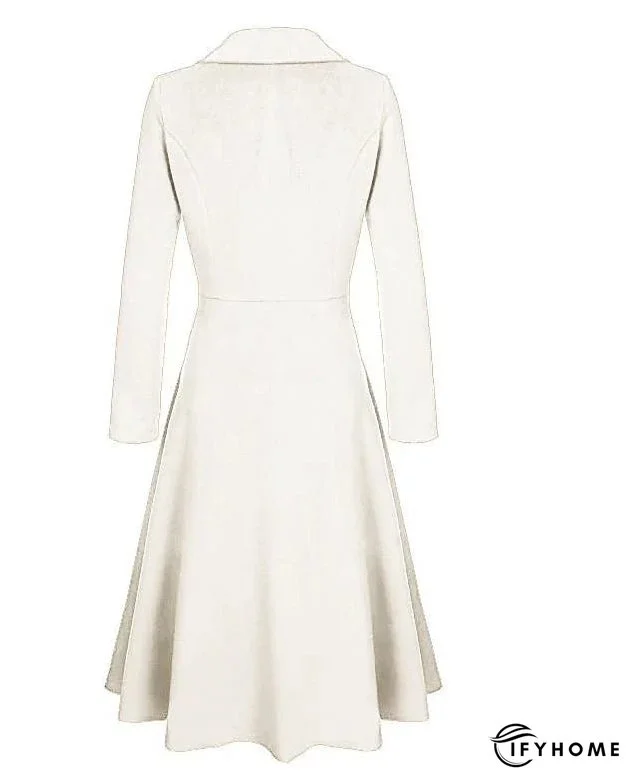 Women's Wool Blend Coat Winter Long Pea Coat Christmas Party Fall Lapel Overcoat Slim Fit Elegant & Luxurious Dress Jacket Long Sleeve Vintage Style White Black Purple Red | IFYHOME