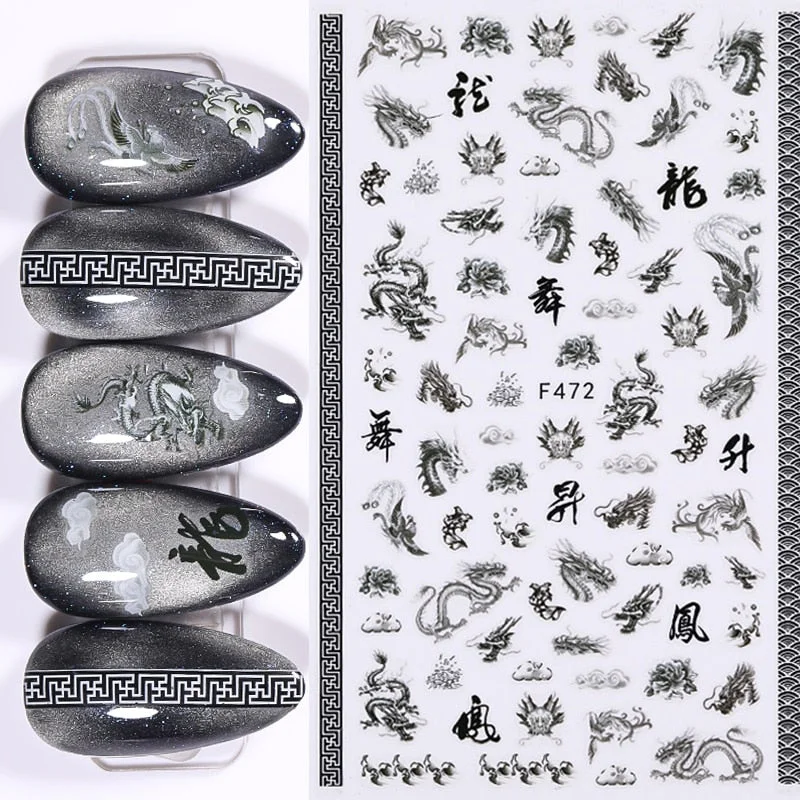 1 Sheet 3D Nail Sticker Gold Colorful Snake Rose Pattern Transfer Decals Sliders For Nails DIY Nail Art Decoration Manicures