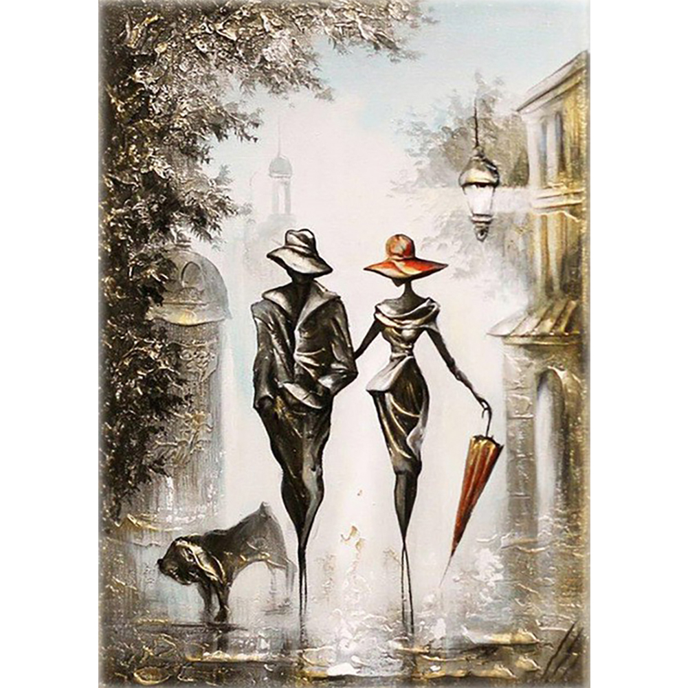 

30*40CM - Round Drill Diamond Painting - Elegant Lovers, 501 Original
