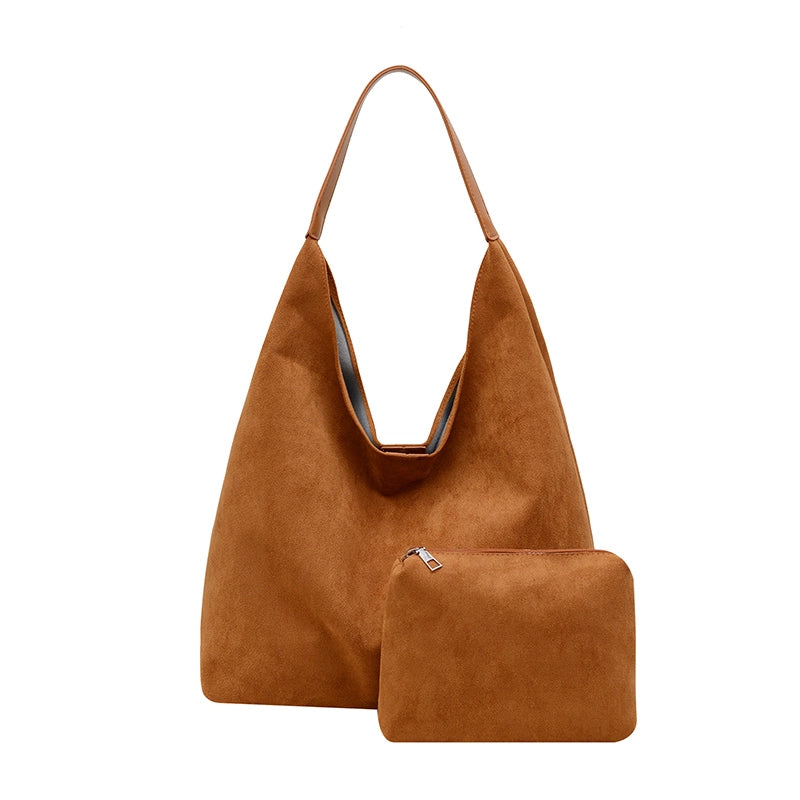 Women’s Suede Solid Color Streetwear Square Magnetic Buckle Shoulder Bag