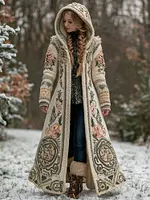 Women's Vintage Viking Floral Vigvihil Rune Long Thick Knit Sweater