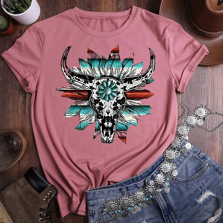 western cattle Round Neck T-shirt-0020760