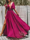 Solid Color Plunging Empire Maxi Dress