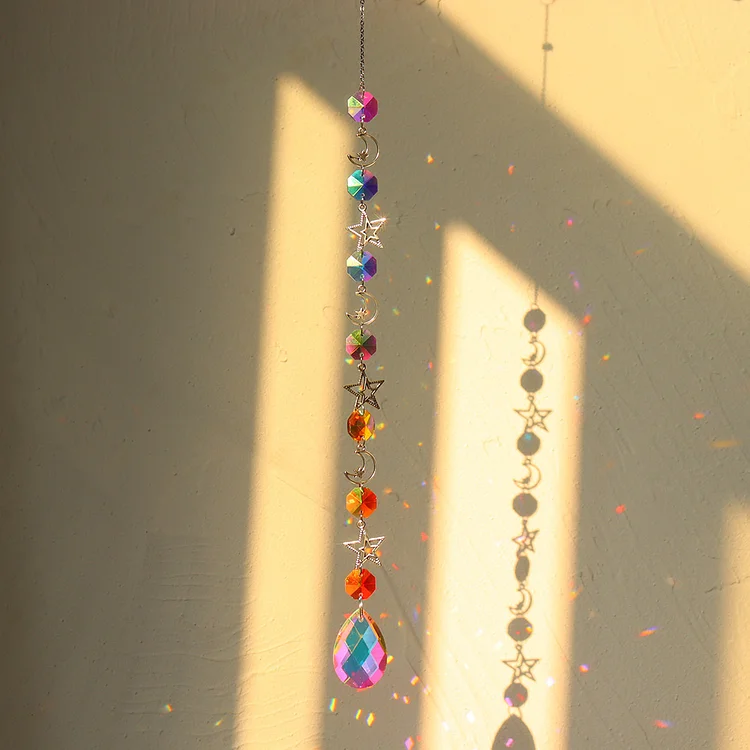 Crystal Windchime Ornament Feather Butterfly Hanging Pendant (Silver 11)