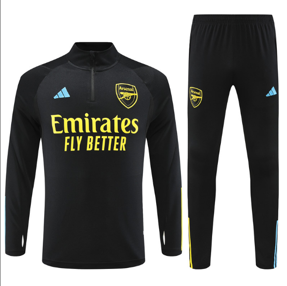 23/24 Arsenal Half-Pull Black Training Suit Jersey Set