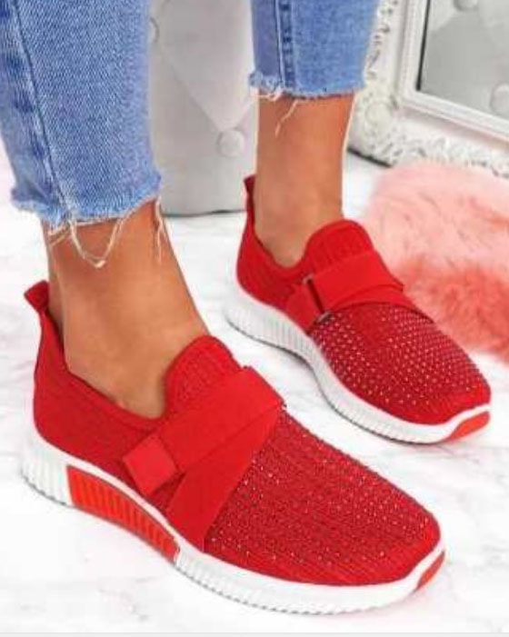 Women's Beading Fabric Flat Heel Sneakers