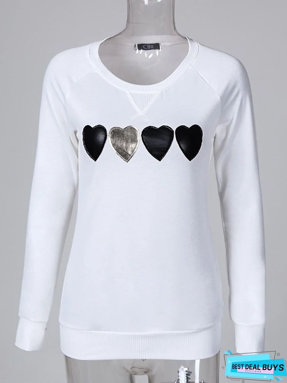 Long Sleeve Basic Crew Neck Geometric Sweatshirt