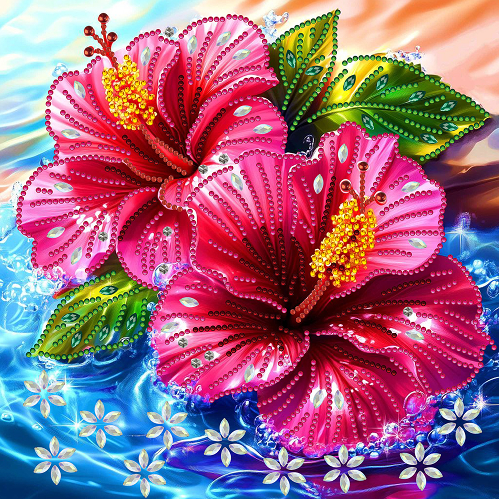 Hibiscus Flower 30*30cm(canvas) special shaped drill diamond painting