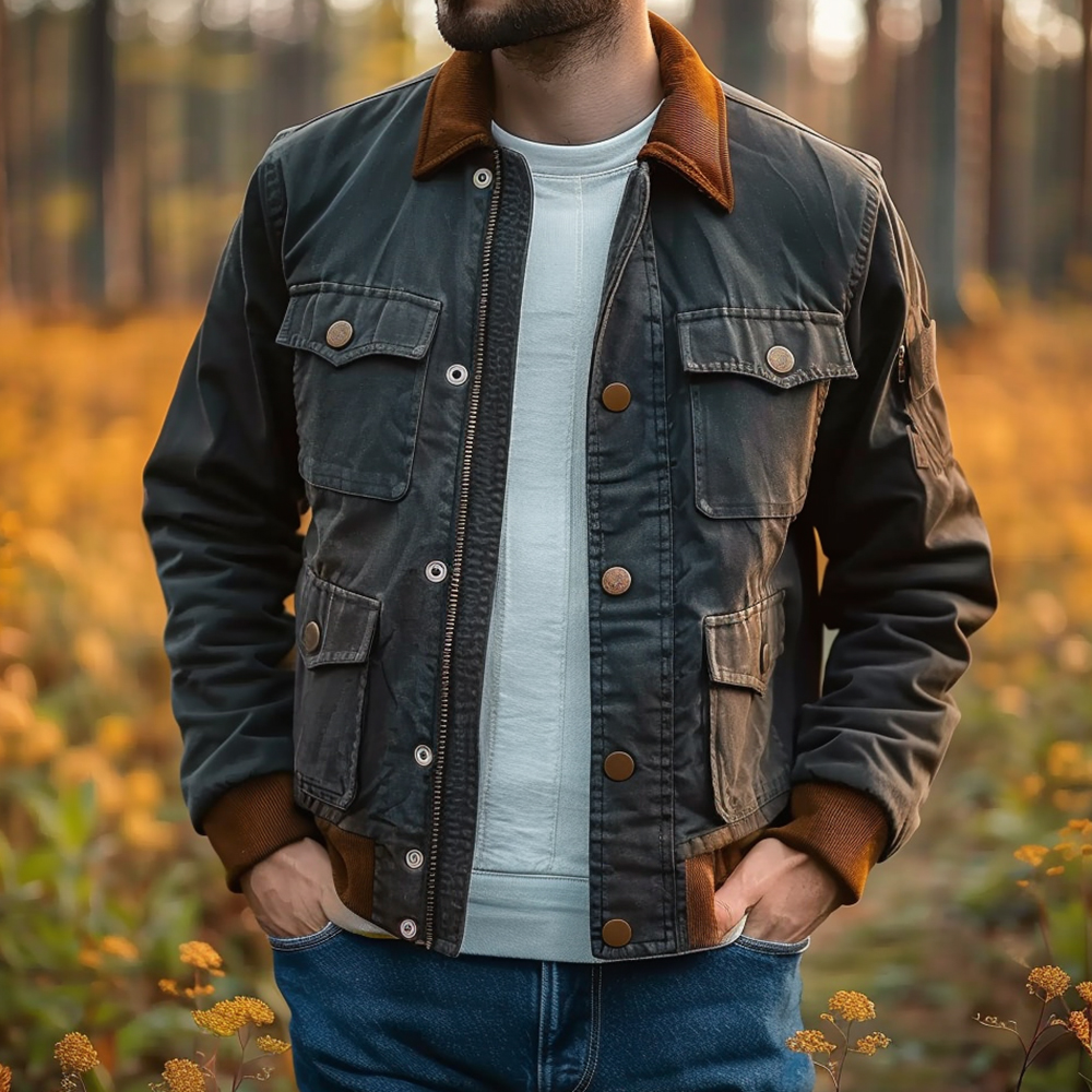 Men's Colorblock Vintage Multi-Pocket Casual Jacket / TECHWEAR CLUB / Techwear