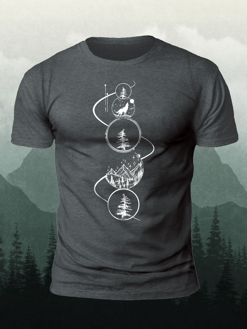 Men's Geometric Forest Animal Member Short-Sleeved Shirt in  mildstyles