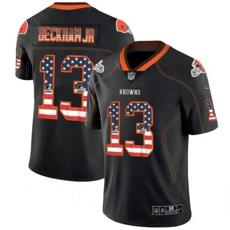 Men's Cleveland Browns #13 Odell Beckham Jr. Black USA Flag Fashion NFL Limited Stitched Jersey