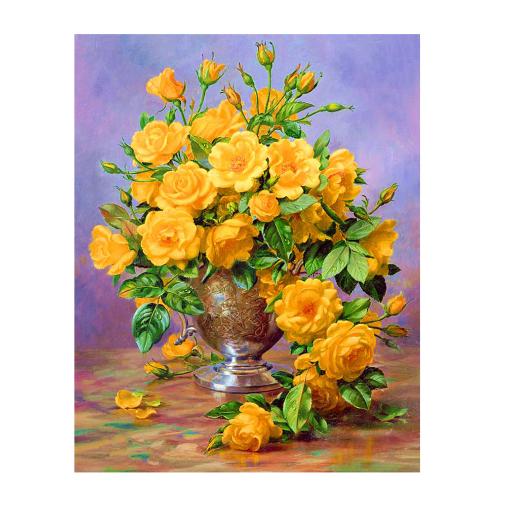 Flowers Round Drill Diamond Painting 30X40CM(Canvas) gbfke