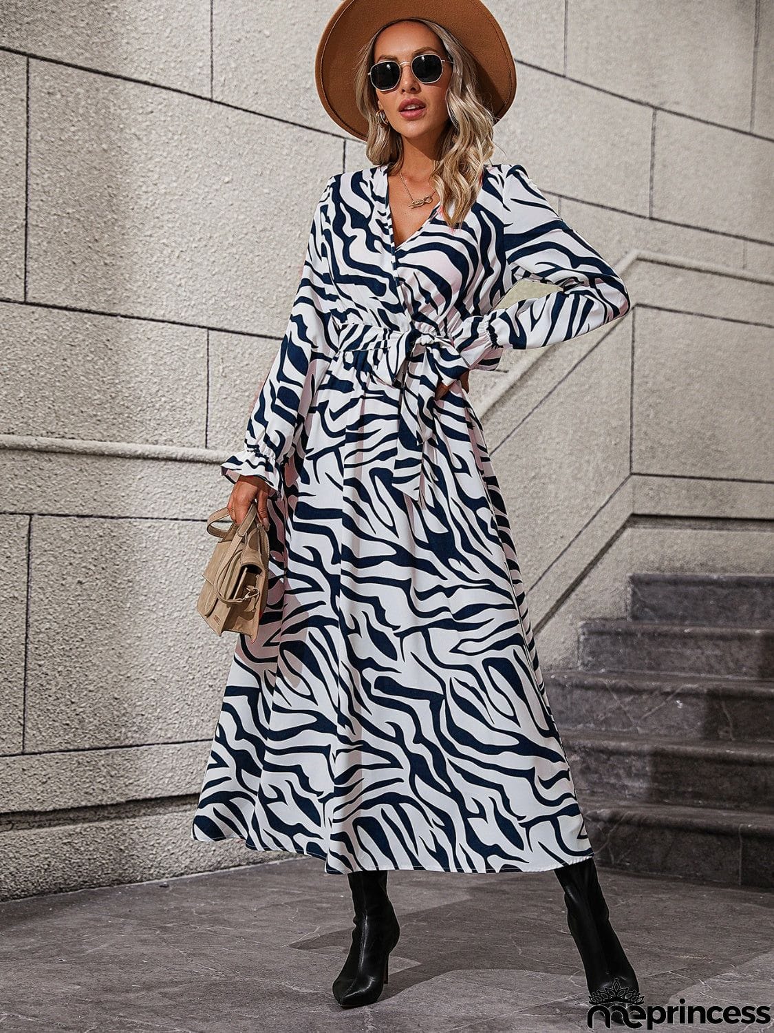 Flounce Sleeve Tie Waist Dress