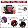 17 Keys 8 Bass Accordion Instrument, Mini Instrument for Students, Early Learning Enlightenment, Suitable for Music Lovers Accordion Mini Accordion with Adjustable Shoulder Straps, Softer Sound, Portable Instrument for Music Beginners