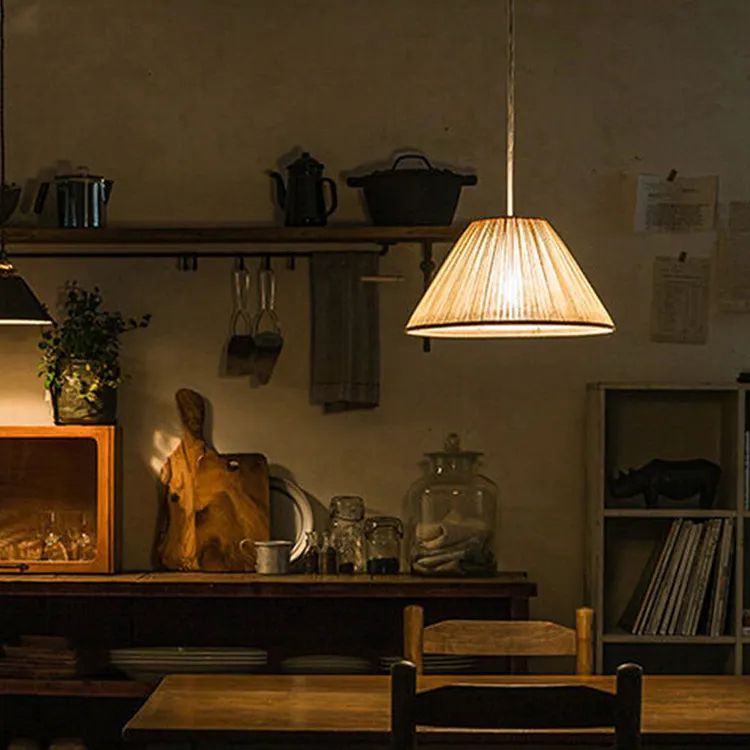 Coffee-Colored Pleated Paper Tapered Pendant Lampshade