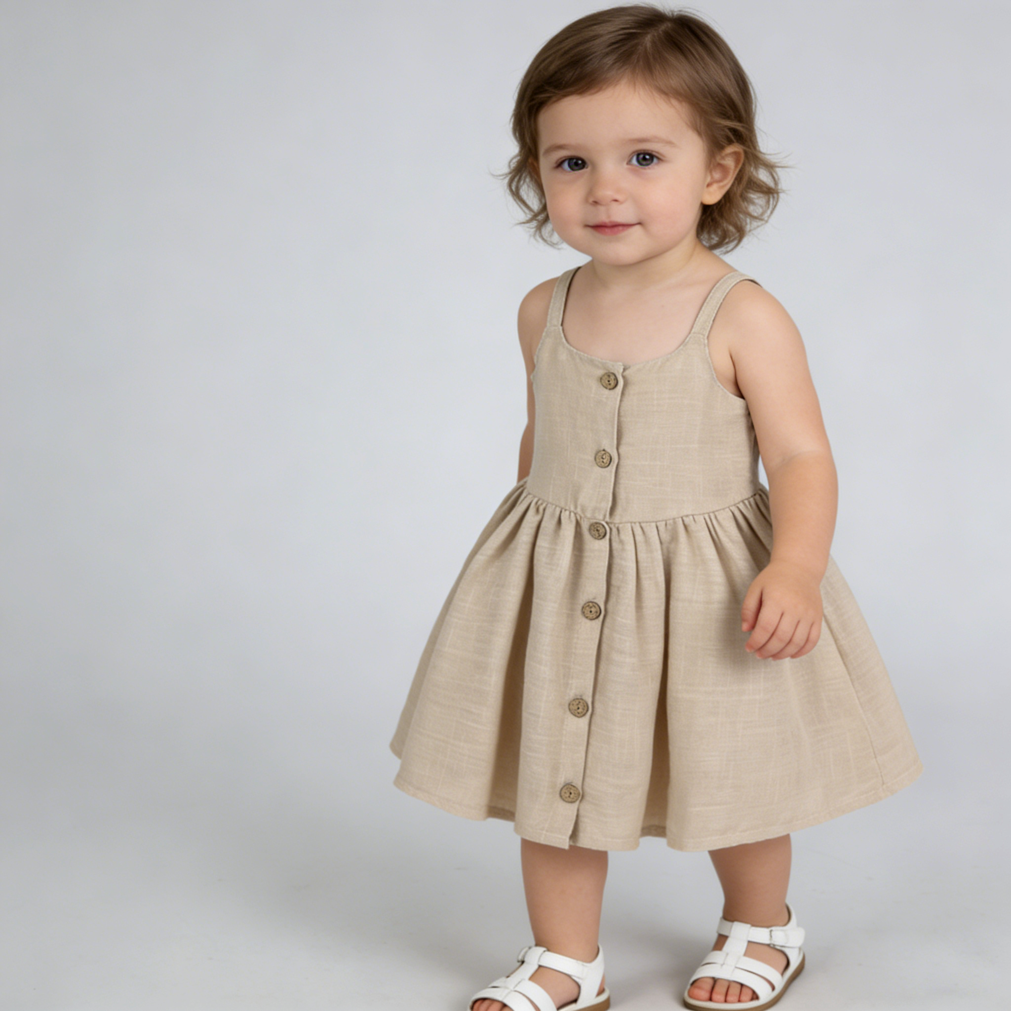 Minimalist Linen Girls' Dress REAL SILK LIFE