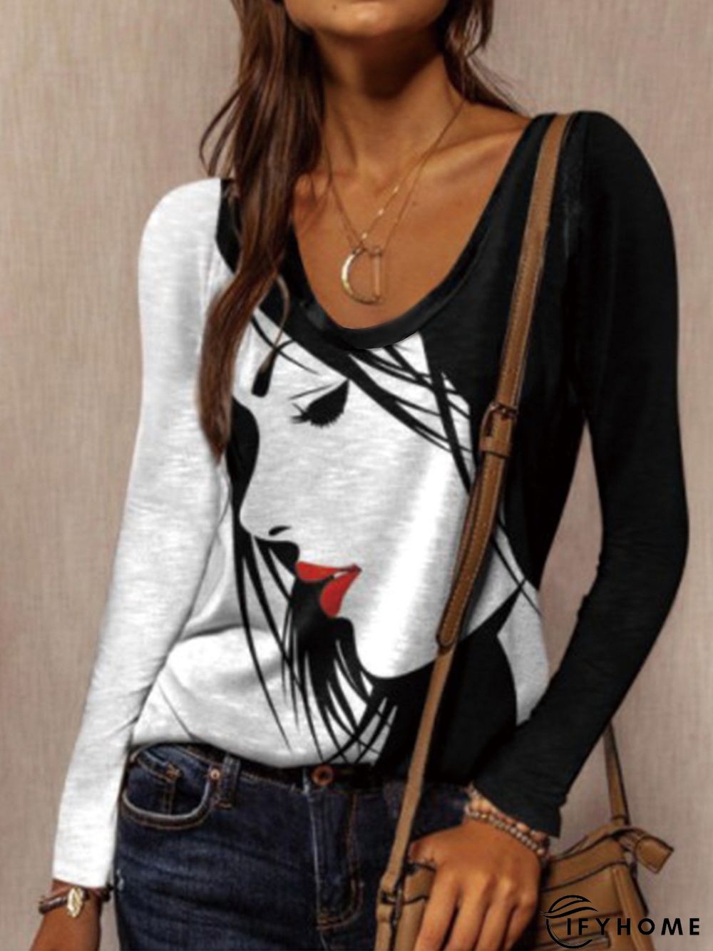 Vintage Long Sleeve Cotton-Blend T-shirt | IFYHOME