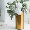 Simple Golden Round Column Metal Vase for Dry Flower Decoration