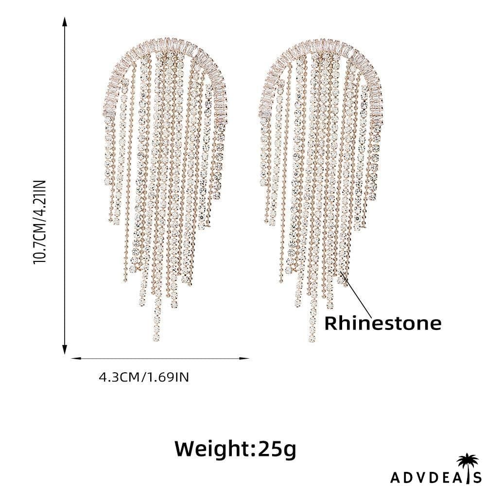 Shining rhinestone fringe earings