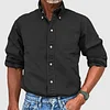 Men's Western Retro Button Down Casual Solid Color Stylish Long Sleeve Business Dress Shirts by Inlyline