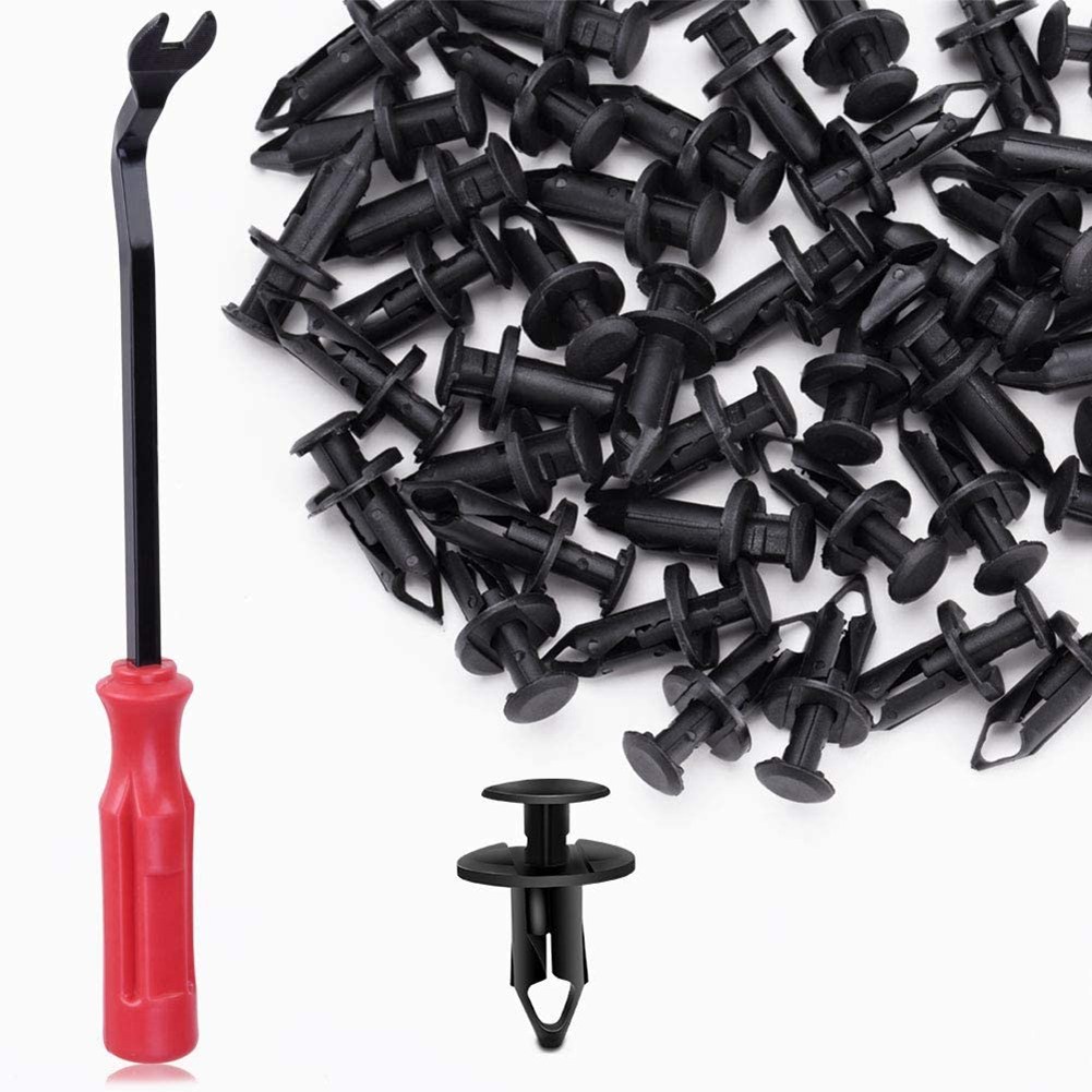 

100pcs Bumper Buckle Leaf Piercing Pin Expansion Clip + Tool for Ford Honda, 501 Original