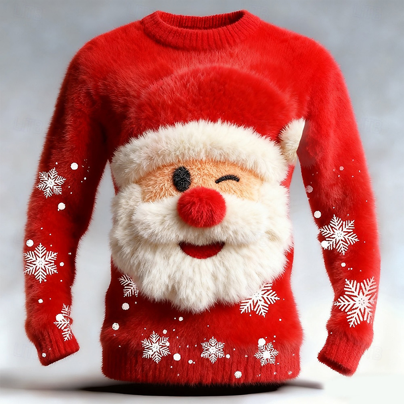 Ugly Christmas Plush Snowflake Crew Neck Sweater elevenforest