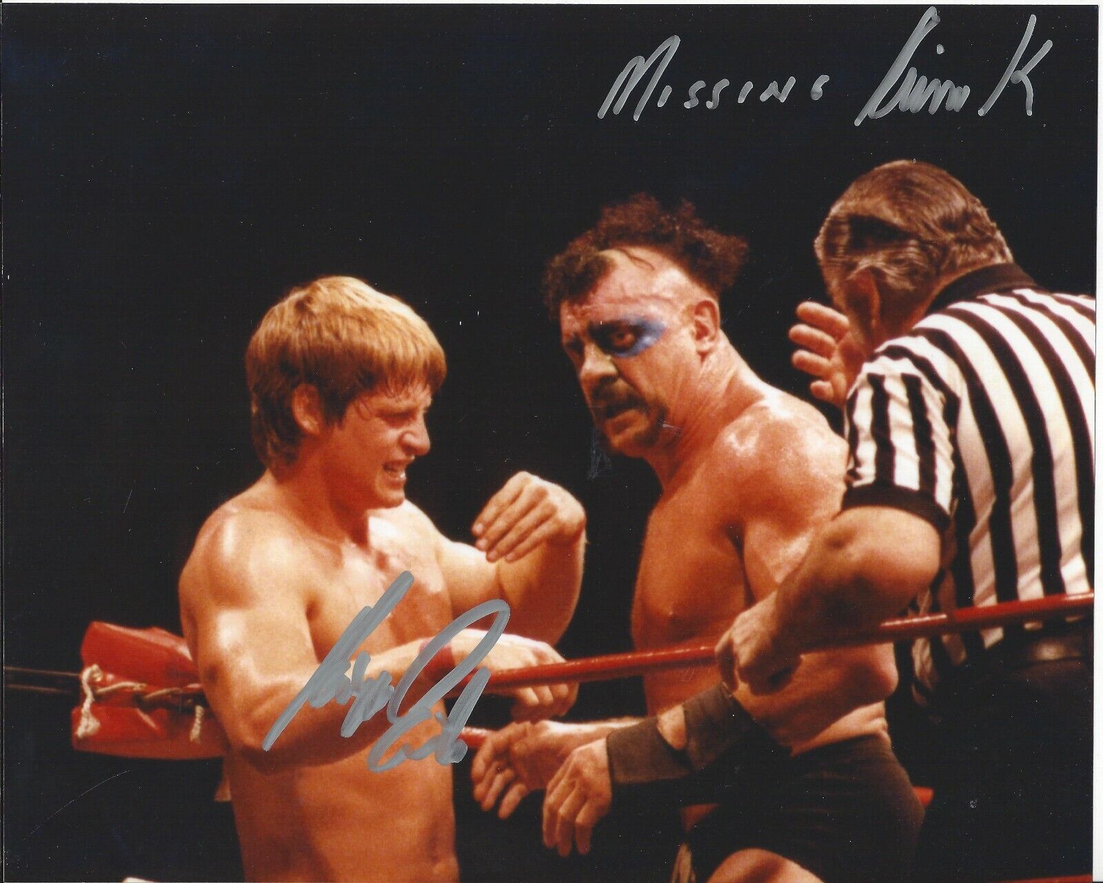 Kevin Von Erich and Missing Link autographed 8x10WCCW NWA WWE