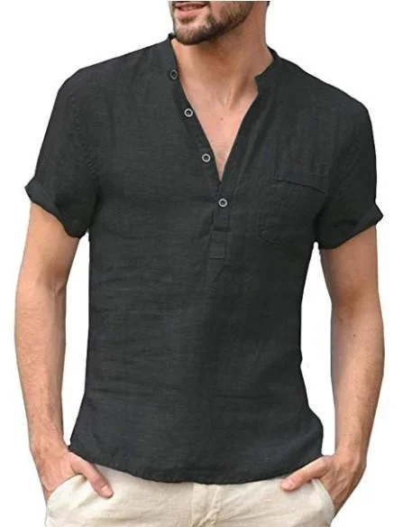 Men's Linen Short Sleeve Casual T-Shirt