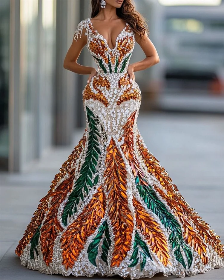 Women's V-neck sequined Dress