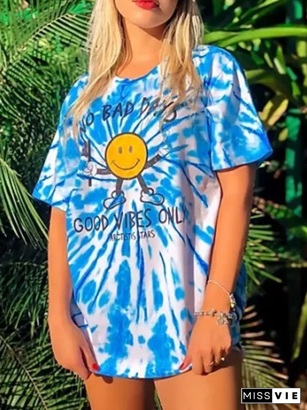 Vintage Tie-Dye Printed Short Sleeve T-Shirts