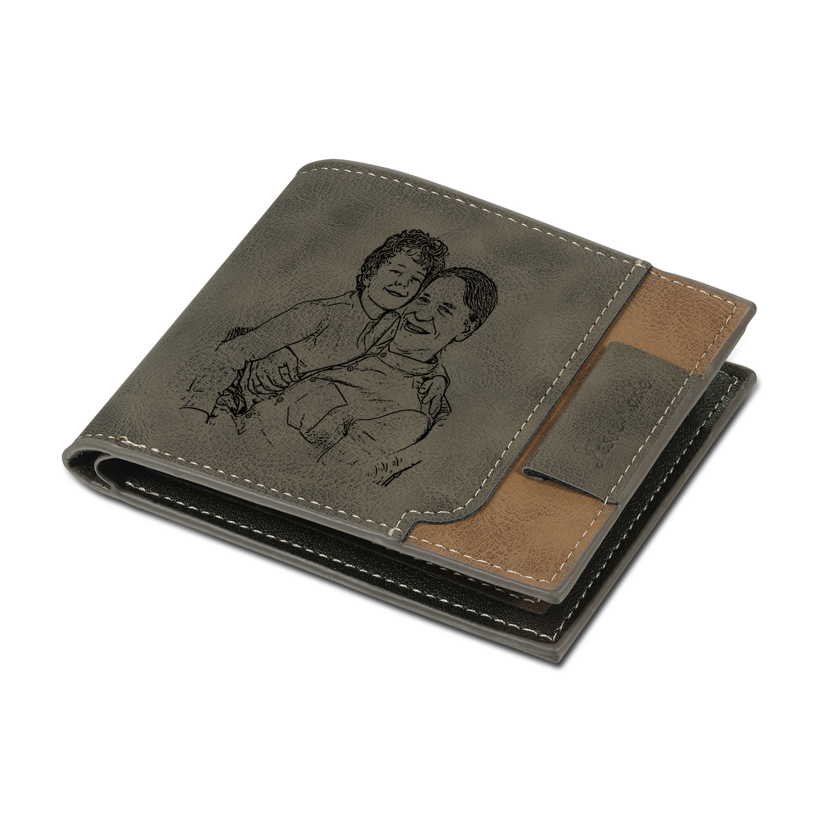 6 Names - Personalised Photo Custom Leather Men's Wallet as a Father's Day Gift for Dad