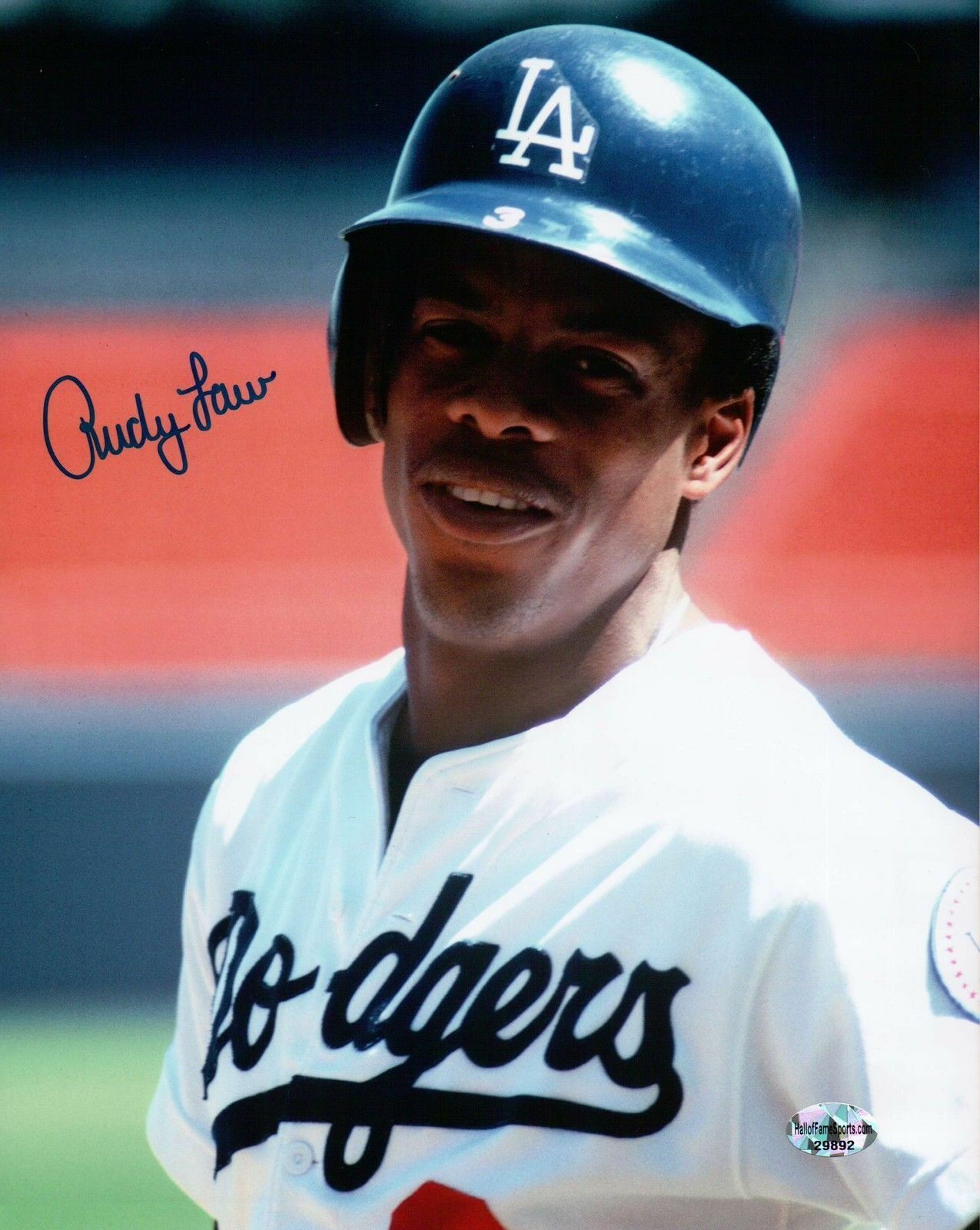 Rudy Law Signed 8X10 Photo Poster painting Autograph LA Dodgers Color Head Shot Auto w/COA