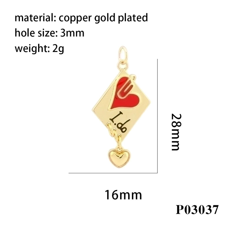 Minimalist Heart Shape Eye Butterfly Copper Enamel Plating Inlay Zircon 18k Gold Plated Charms