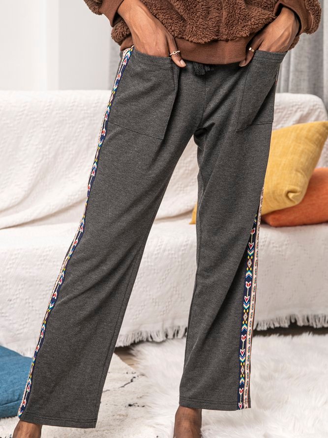 Knitted Cotton-Blend Tribal Casual Pants