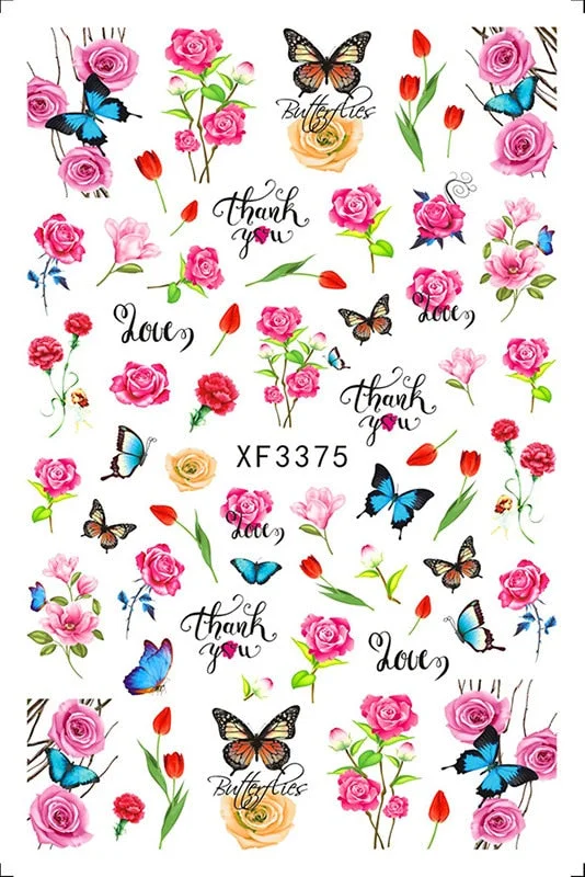 3D Nail Sticker Flowers Leaves Abstract Floral Decals And Sticker Nail Foils Slider Nail Art Decals Manicure Nails Accesories-Nail Inspo