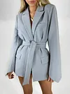 Solid Color Belt Blazer